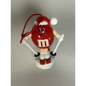 VINTAGE 1991 MARS RED PEANUT M&M SKIING 3" ORNAMENT CAKE TOPPER (CB912)